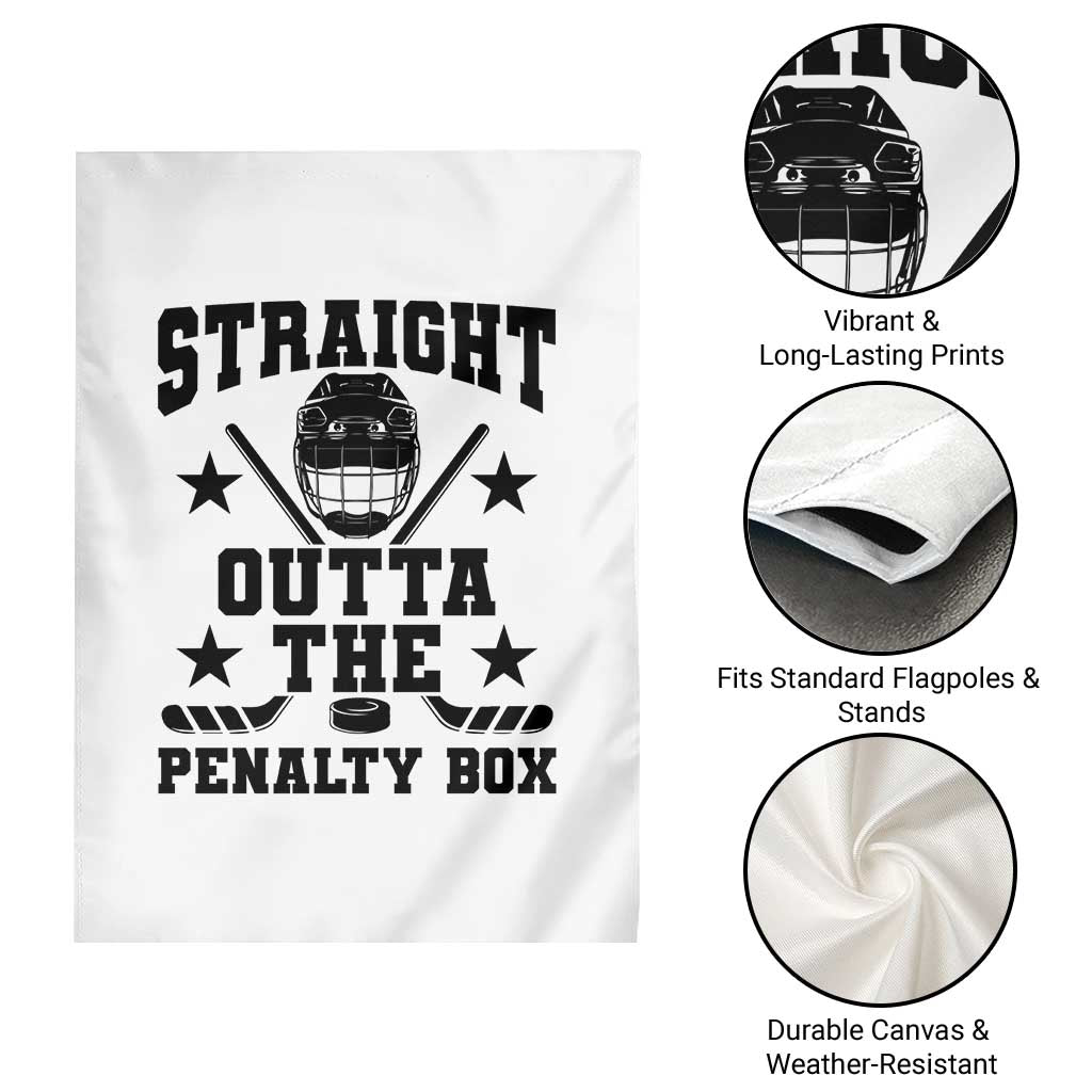Straight Outta The Penalty Box Garden Flag Funny Youth Ice Hockey Gift - Wonder Print Shop