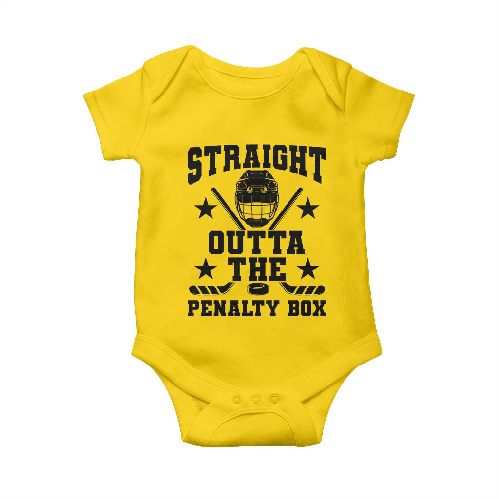 Straight Outta The Penalty Box Baby Onesie Funny Youth Ice Hockey Gift - Wonder Print Shop