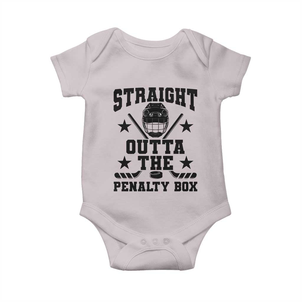 Straight Outta The Penalty Box Baby Onesie Funny Youth Ice Hockey Gift - Wonder Print Shop