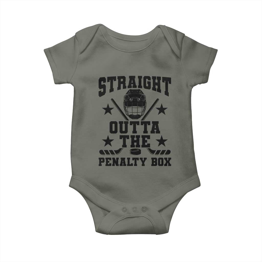 Straight Outta The Penalty Box Baby Onesie Funny Youth Ice Hockey Gift - Wonder Print Shop