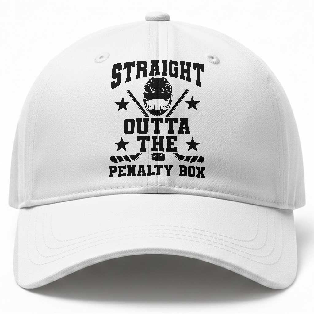 Straight Outta The Penalty Box Baseball Cap Funny Youth Ice Hockey Gift