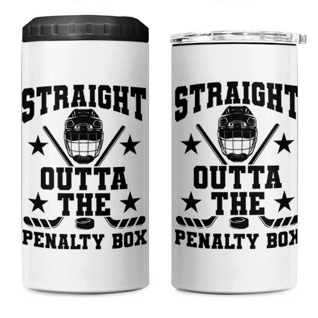 Straight Outta The Penalty Box 4 in 1 Can Cooler Tumbler Funny Youth Ice Hockey Gift - Wonder Print Shop