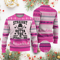 Straight Outta The Penalty Box Ugly Christmas Sweater Funny Youth Ice Hockey Gift - Wonder Print Shop