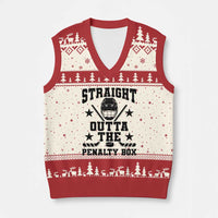 Straight Outta The Penalty Box V-Neck Knit Sweater Vest Funny Youth Ice Hockey Gift - Wonder Print Shop