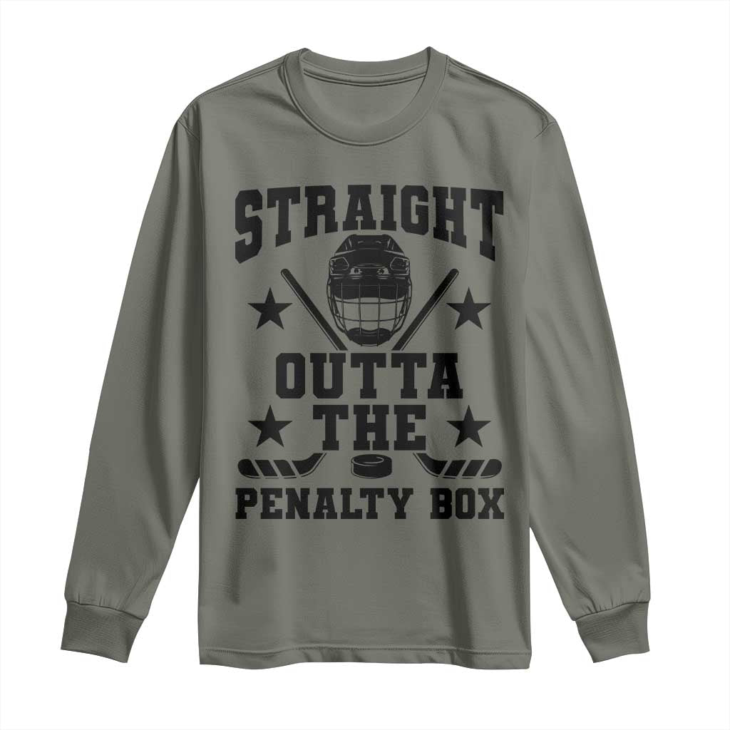 Straight Outta The Penalty Box Long Sleeve Shirt Funny Youth Ice Hockey Gift - Wonder Print Shop