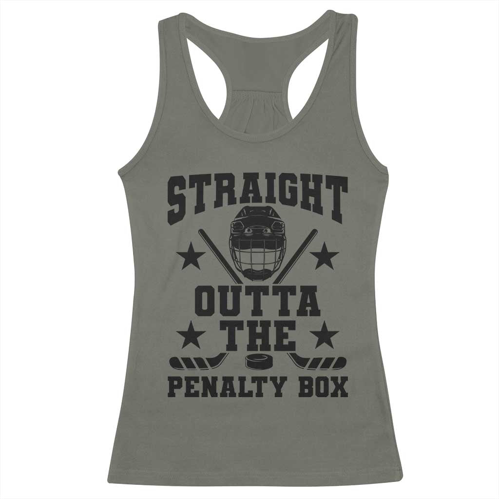 Straight Outta The Penalty Box Racerback Tank Top Funny Youth Ice Hockey Gift - Wonder Print Shop