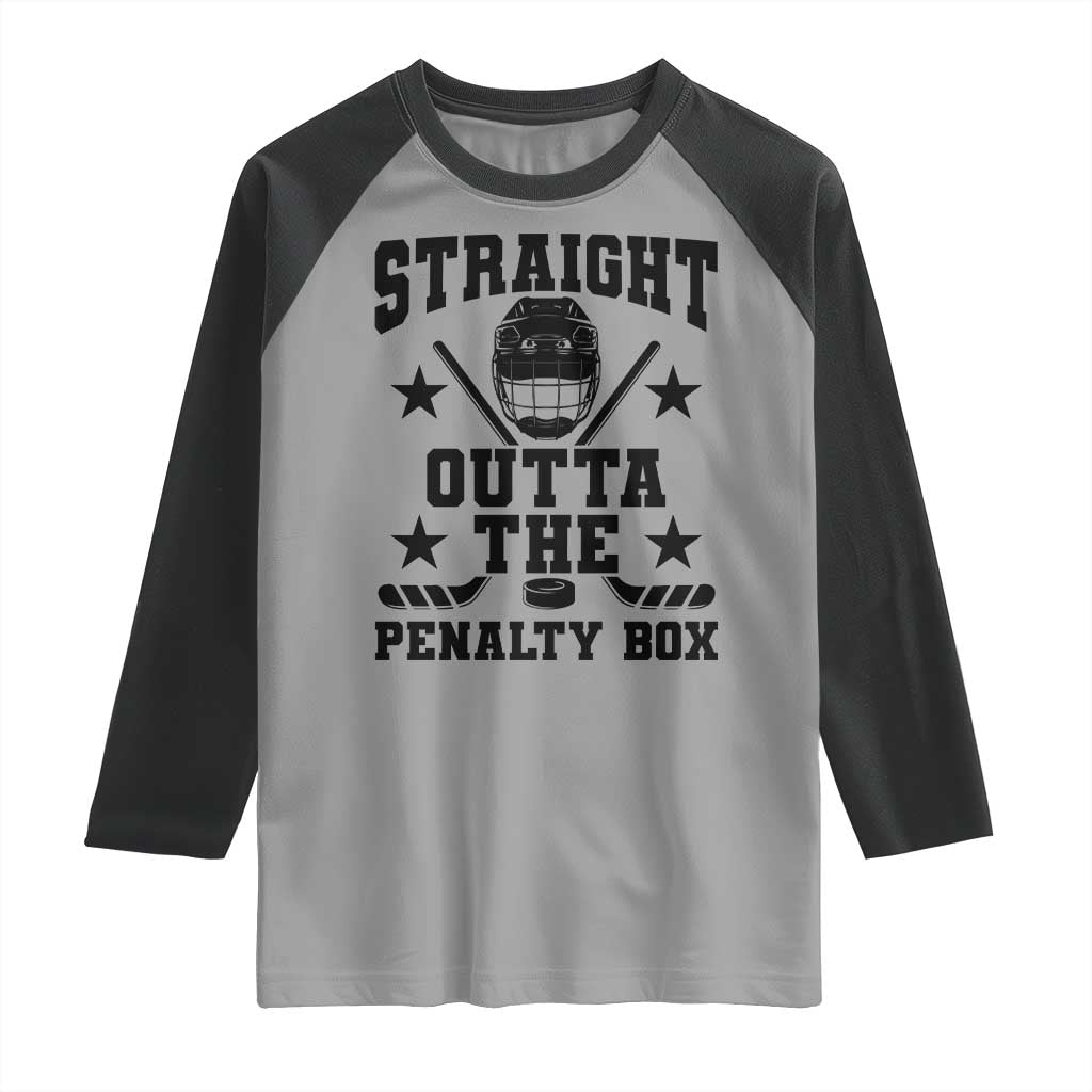 Straight Outta The Penalty Box Raglan Shirt Funny Youth Ice Hockey Gift - Wonder Print Shop