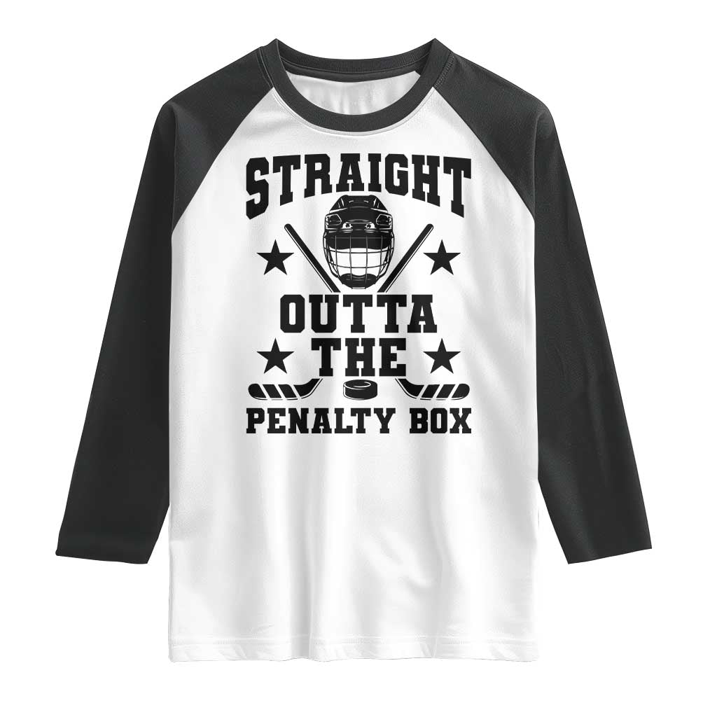 Straight Outta The Penalty Box Raglan Shirt Funny Youth Ice Hockey Gift - Wonder Print Shop