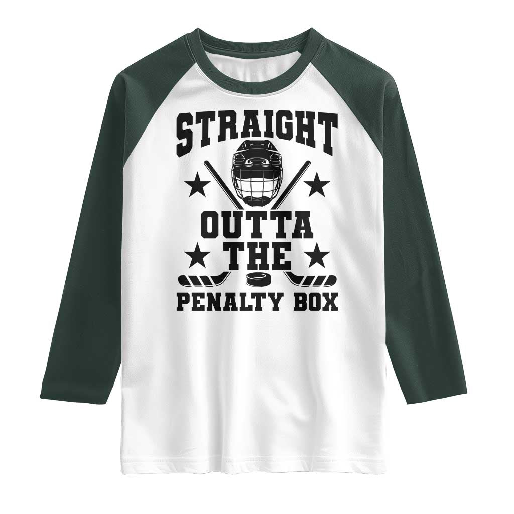 Straight Outta The Penalty Box Raglan Shirt Funny Youth Ice Hockey Gift - Wonder Print Shop