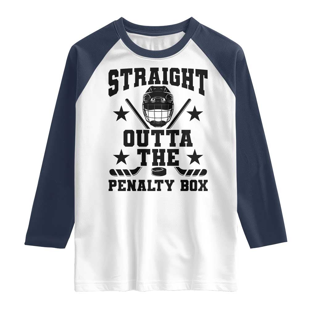 Straight Outta The Penalty Box Raglan Shirt Funny Youth Ice Hockey Gift - Wonder Print Shop