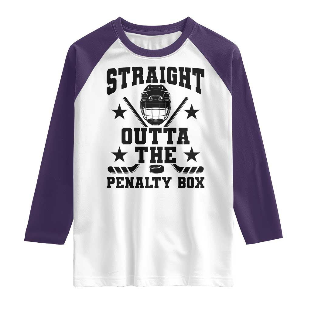 Straight Outta The Penalty Box Raglan Shirt Funny Youth Ice Hockey Gift - Wonder Print Shop