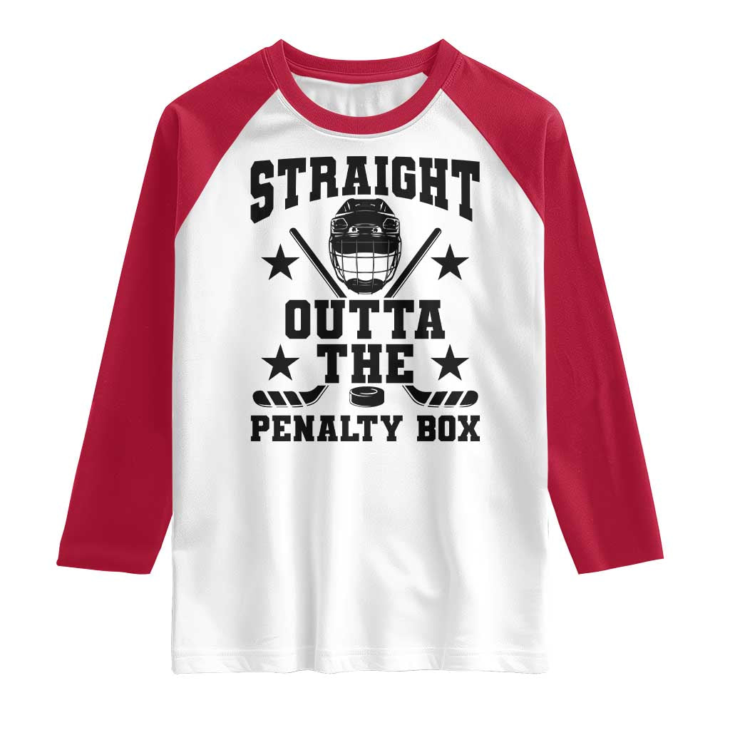 Straight Outta The Penalty Box Raglan Shirt Funny Youth Ice Hockey Gift - Wonder Print Shop