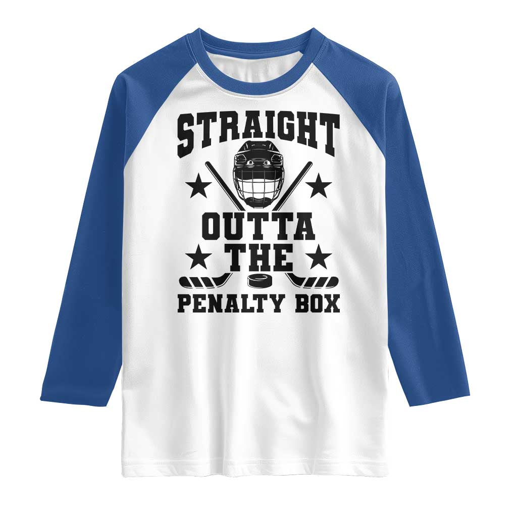 Straight Outta The Penalty Box Raglan Shirt Funny Youth Ice Hockey Gift - Wonder Print Shop