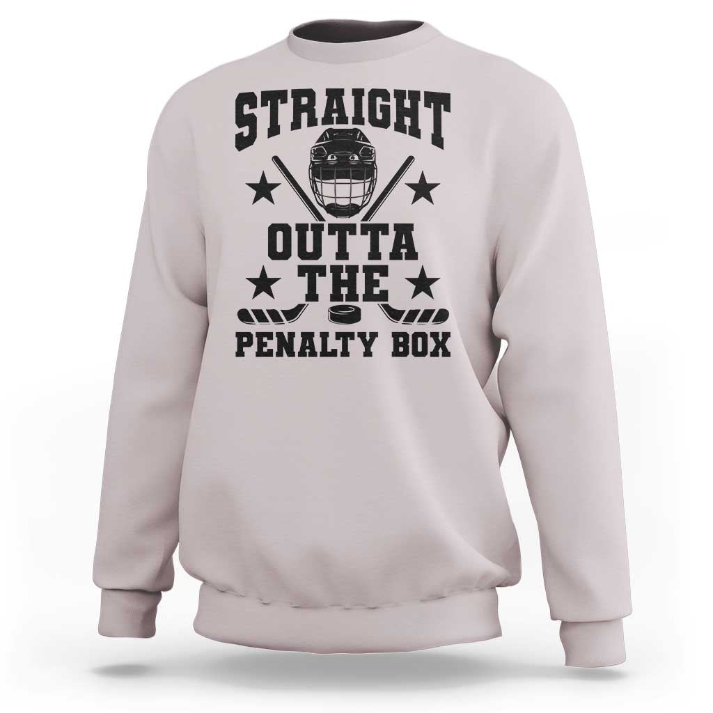 Straight Outta The Penalty Box Sweatshirt Funny Youth Ice Hockey Gift - Wonder Print Shop