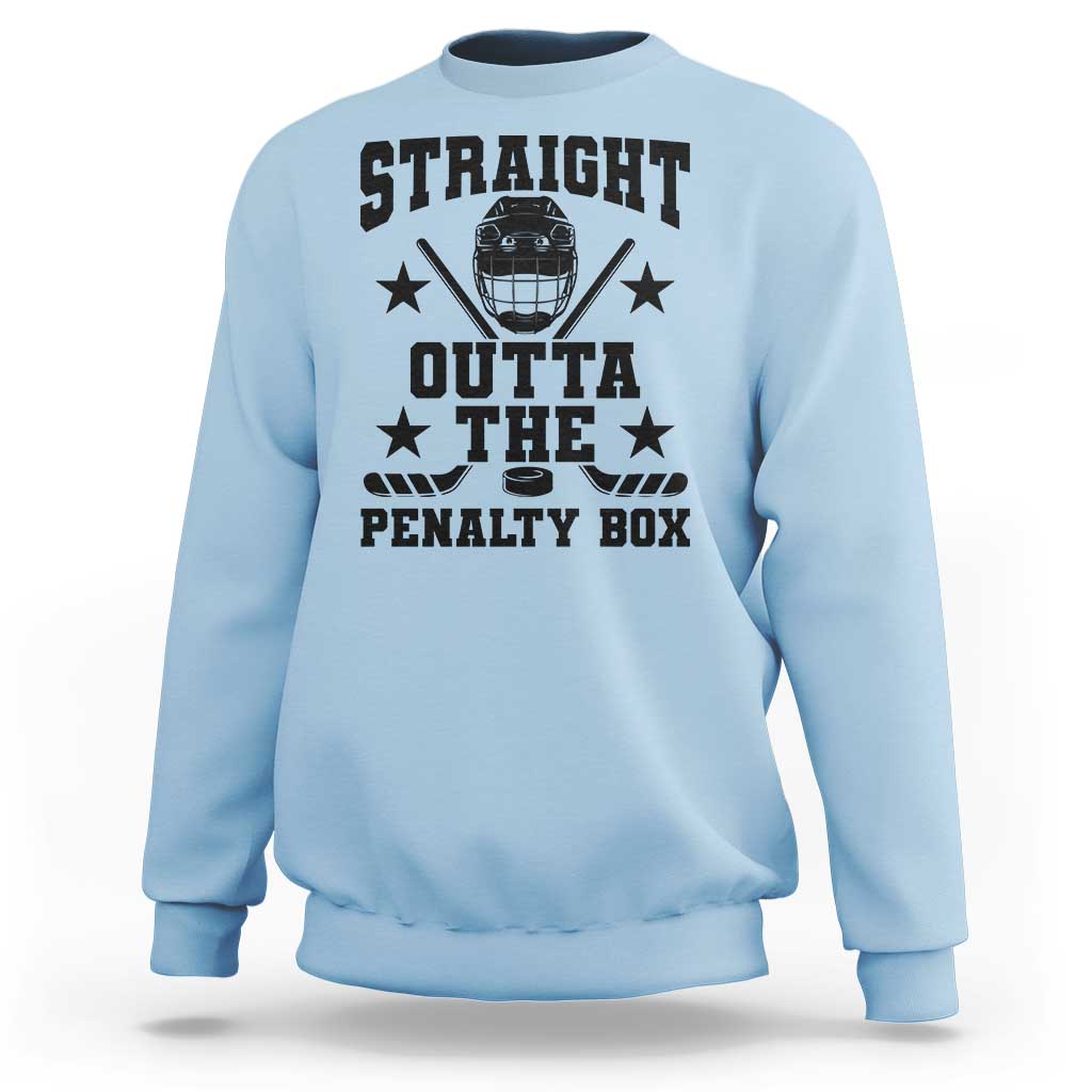 Straight Outta The Penalty Box Sweatshirt Funny Youth Ice Hockey Gift - Wonder Print Shop