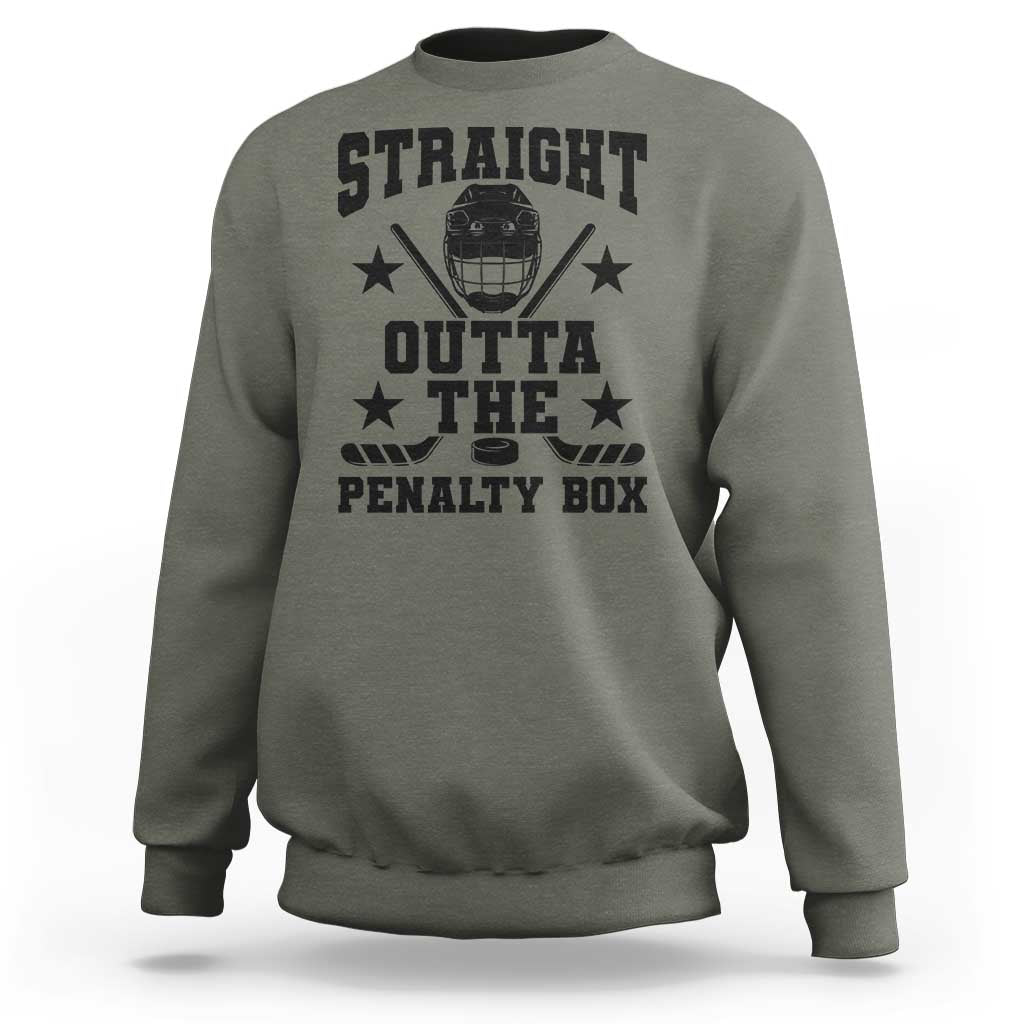 Straight Outta The Penalty Box Sweatshirt Funny Youth Ice Hockey Gift - Wonder Print Shop