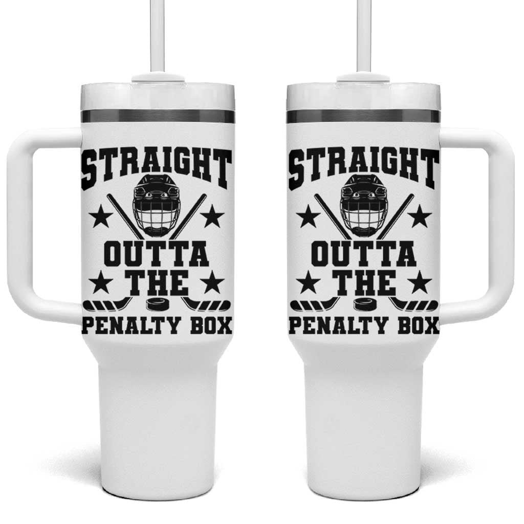 Straight Outta The Penalty Box Tumbler With Handle Funny Youth Ice Hockey Gift - Wonder Print Shop