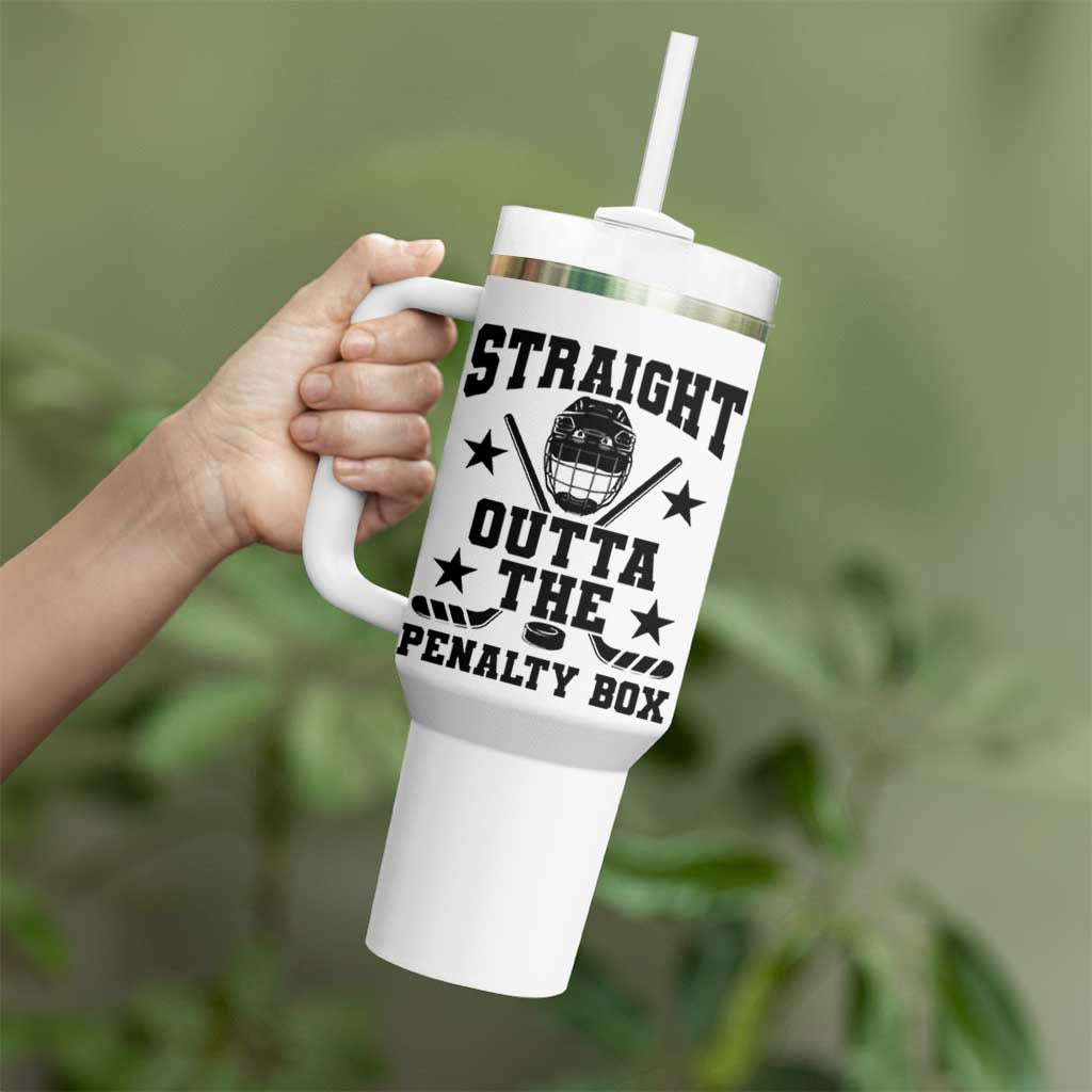 Straight Outta The Penalty Box Tumbler With Handle Funny Youth Ice Hockey Gift - Wonder Print Shop