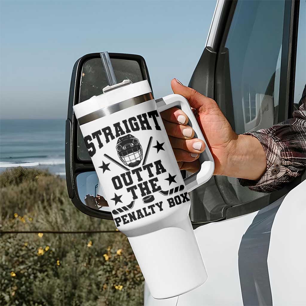 Straight Outta The Penalty Box Tumbler With Handle Funny Youth Ice Hockey Gift - Wonder Print Shop