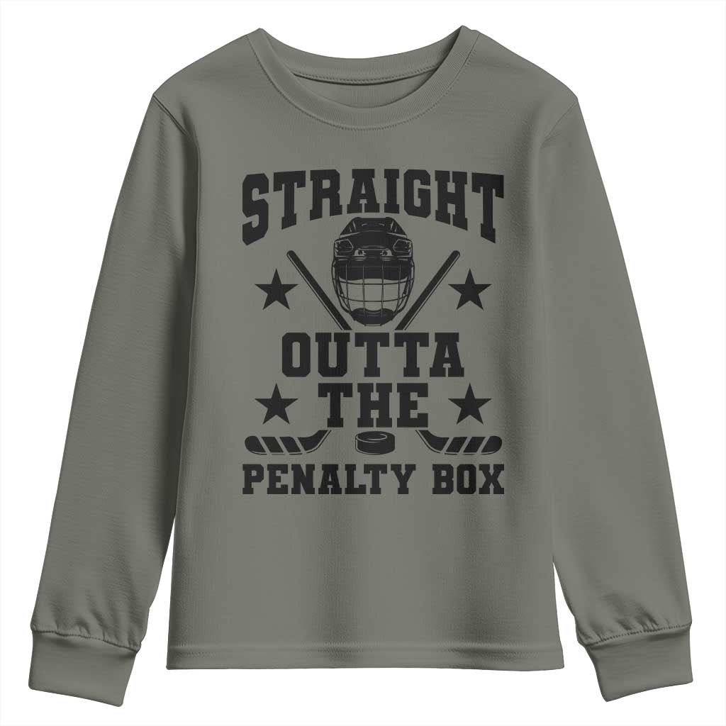 Straight Outta The Penalty Box Youth Sweatshirt Funny Youth Ice Hockey Gift - Wonder Print Shop