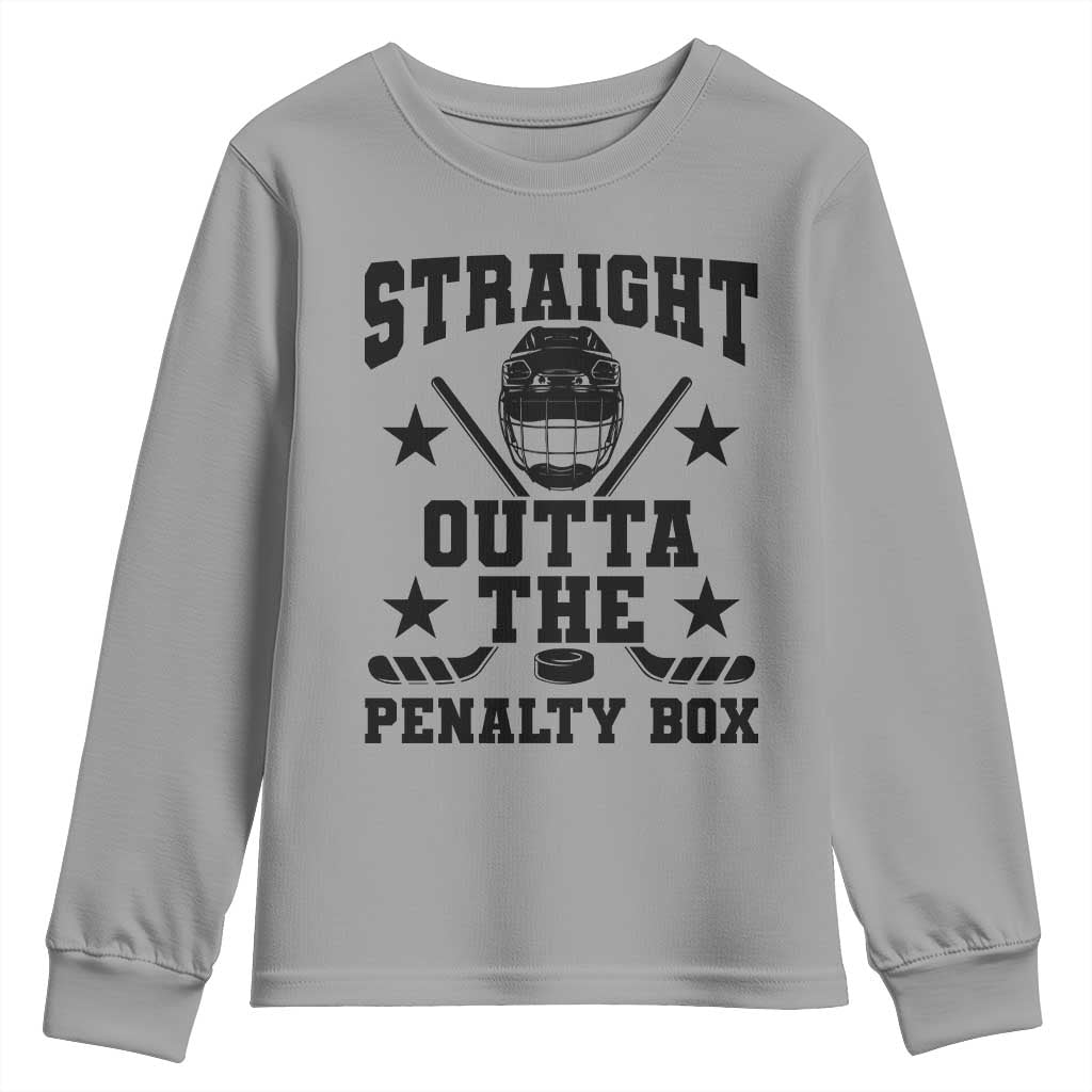 Straight Outta The Penalty Box Youth Sweatshirt Funny Youth Ice Hockey Gift - Wonder Print Shop