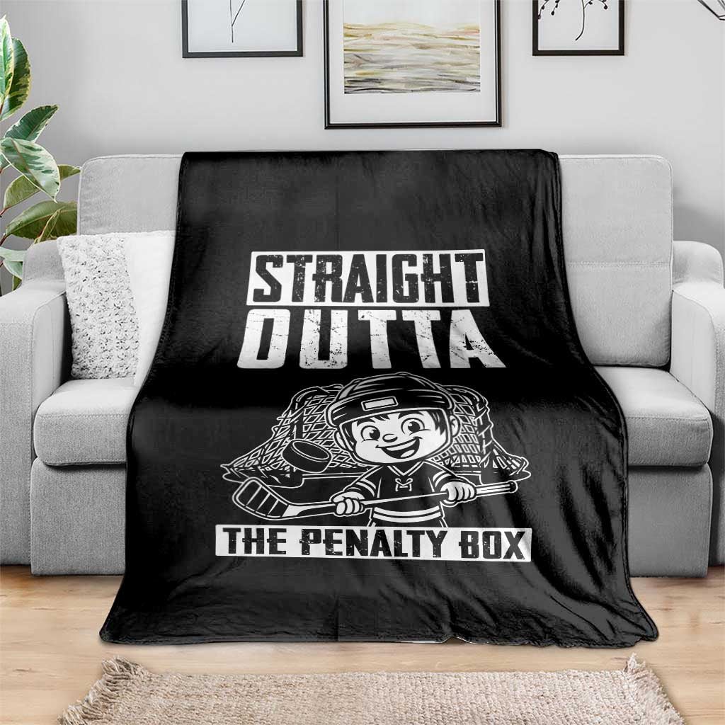 Straight Outta The Penalty Box Throw Blanket Funny Hockey Gift For Boys - Wonder Print Shop