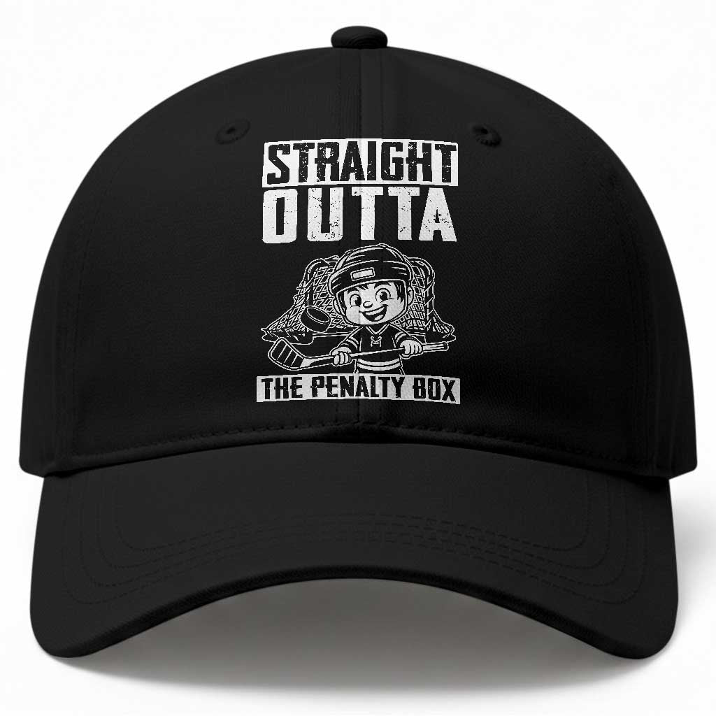 Straight Outta The Penalty Box Baseball Cap Funny Hockey Gift For Boys