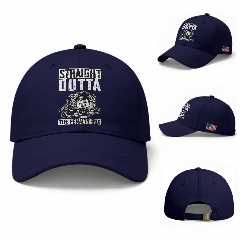 Straight Outta The Penalty Box Baseball Cap Funny Hockey Gift For Boys