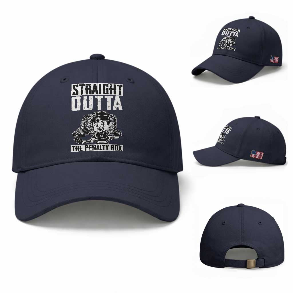 Straight Outta The Penalty Box Baseball Cap Funny Hockey Gift For Boys