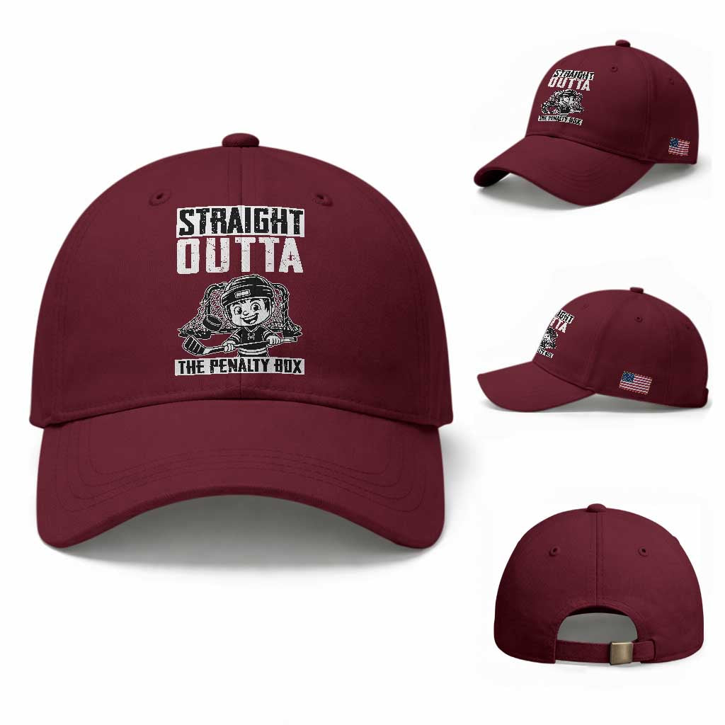 Straight Outta The Penalty Box Baseball Cap Funny Hockey Gift For Boys