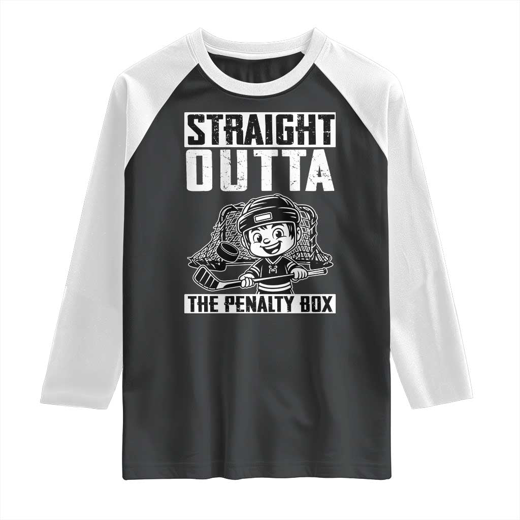 Straight Outta The Penalty Box Raglan Shirt Funny Hockey Gift For Boys - Wonder Print Shop