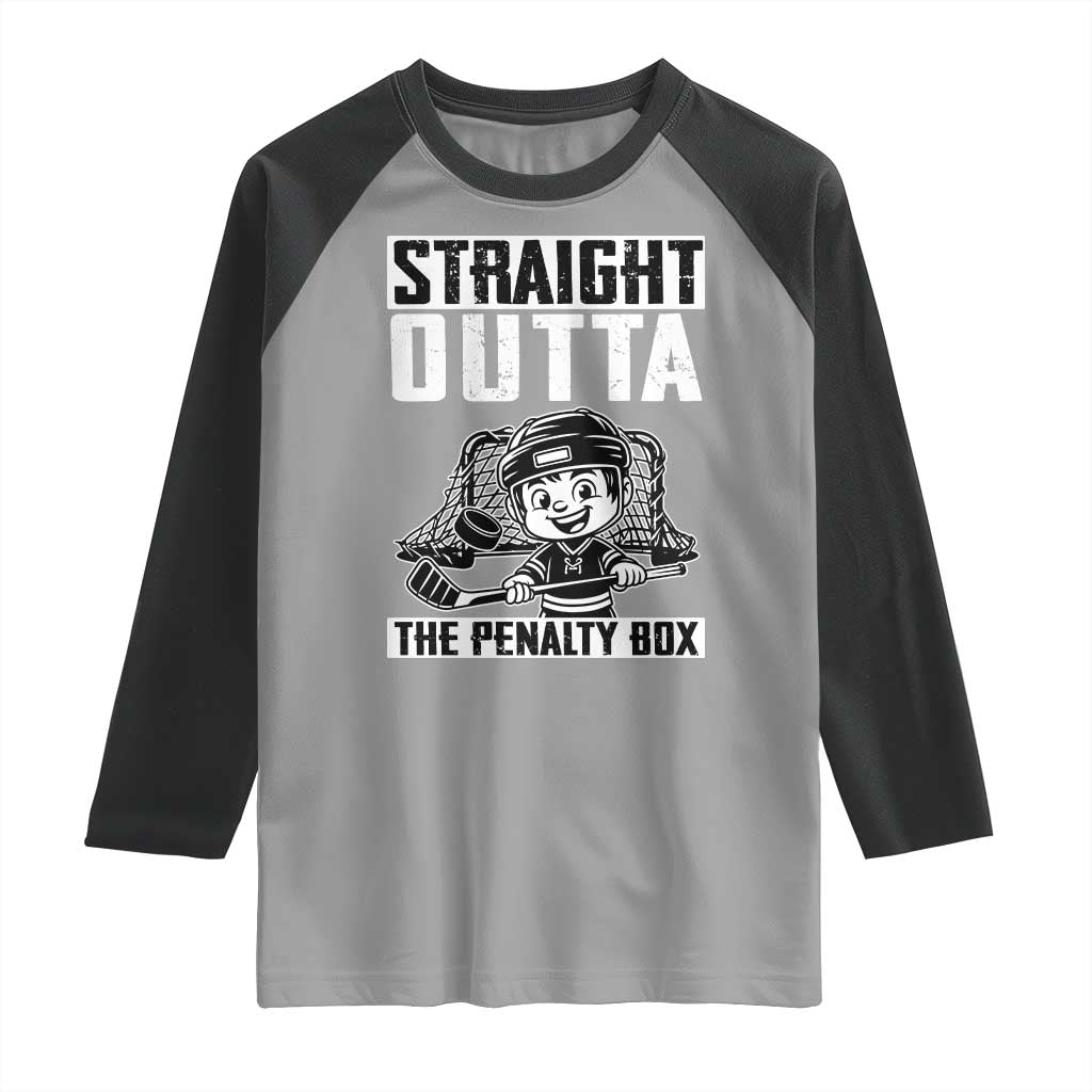 Straight Outta The Penalty Box Raglan Shirt Funny Hockey Gift For Boys - Wonder Print Shop