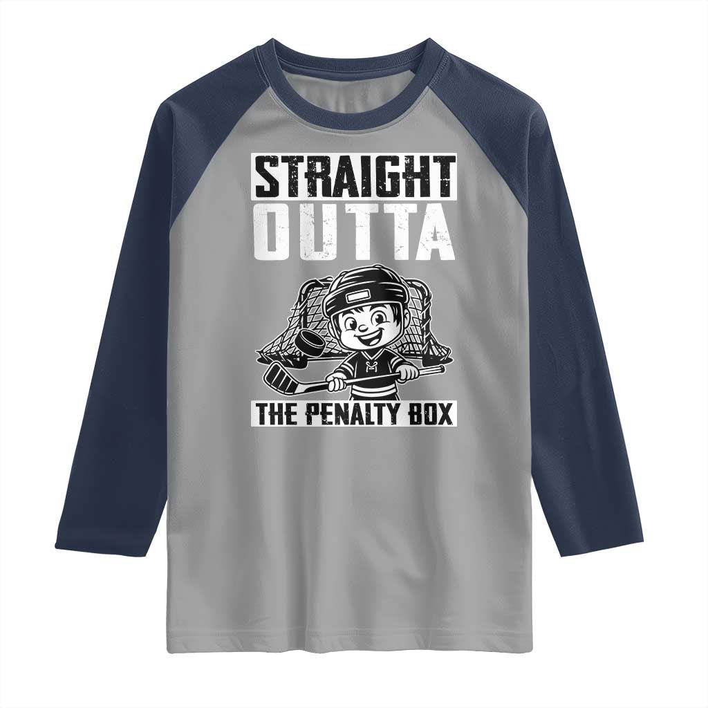 Straight Outta The Penalty Box Raglan Shirt Funny Hockey Gift For Boys - Wonder Print Shop