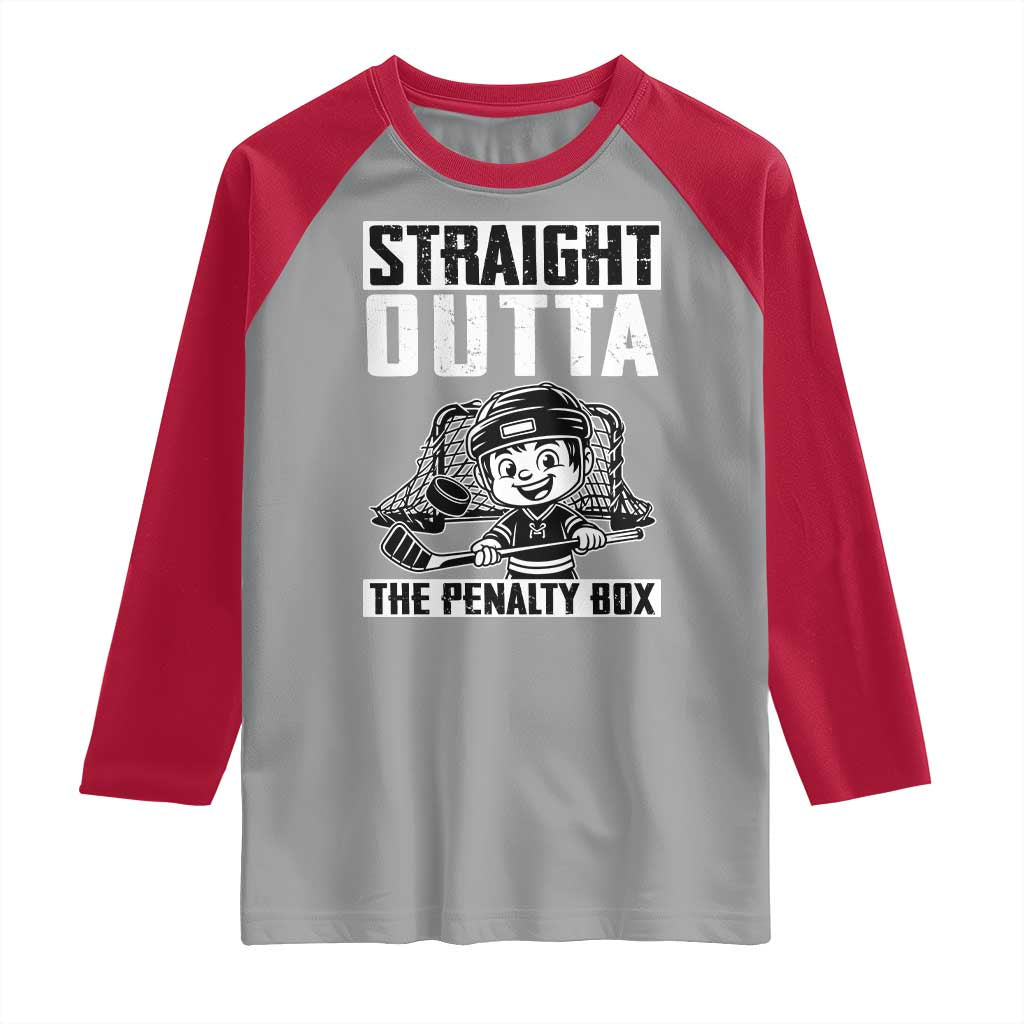 Straight Outta The Penalty Box Raglan Shirt Funny Hockey Gift For Boys - Wonder Print Shop