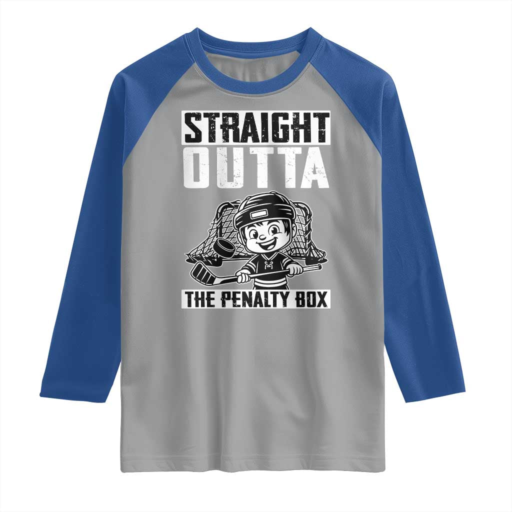 Straight Outta The Penalty Box Raglan Shirt Funny Hockey Gift For Boys - Wonder Print Shop
