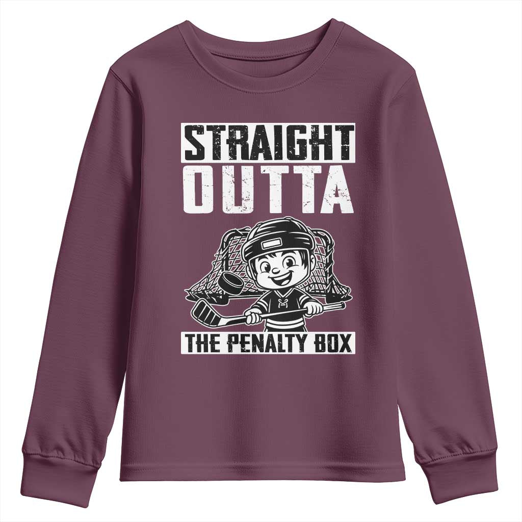 Straight Outta The Penalty Box Youth Sweatshirt Funny Hockey Gift For Boys - Wonder Print Shop