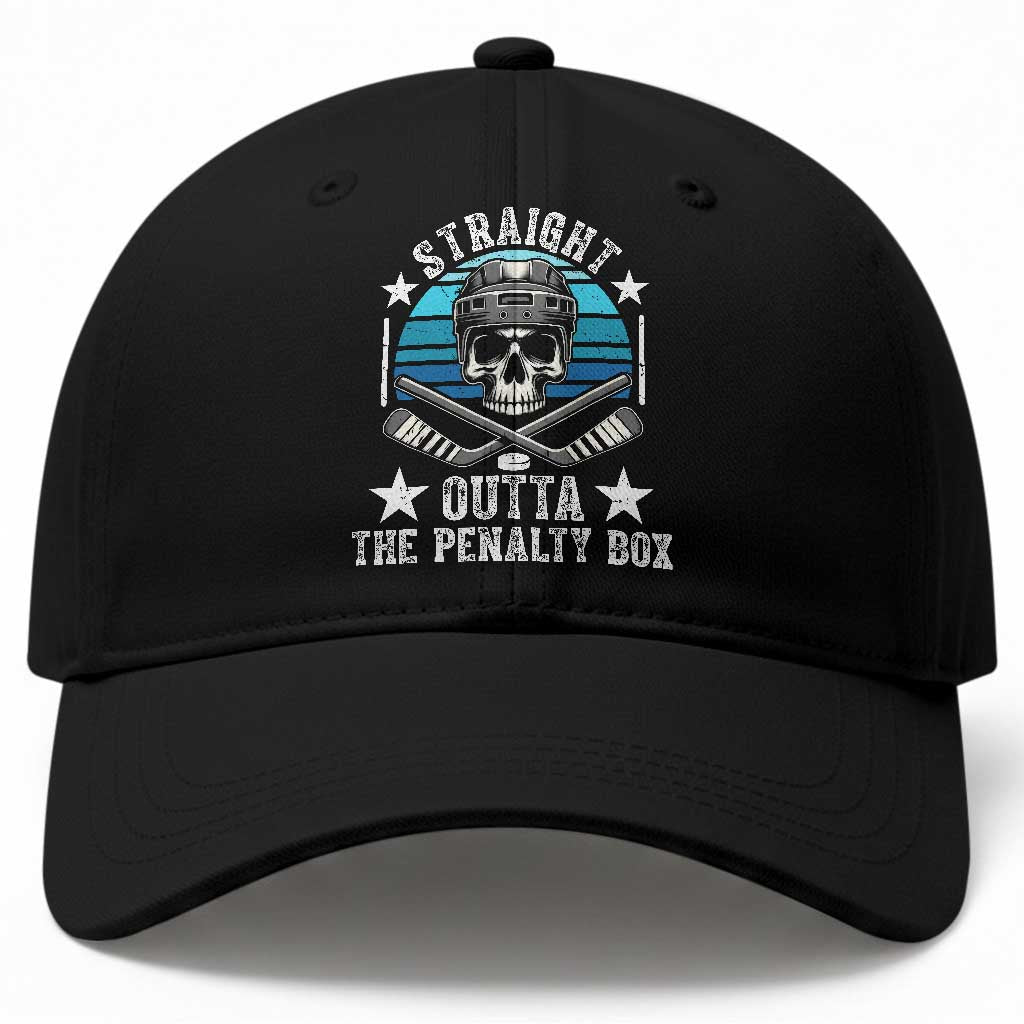 Straight Outta The Penalty Box Hockey Baseball Cap Funny Skull Player Gift
