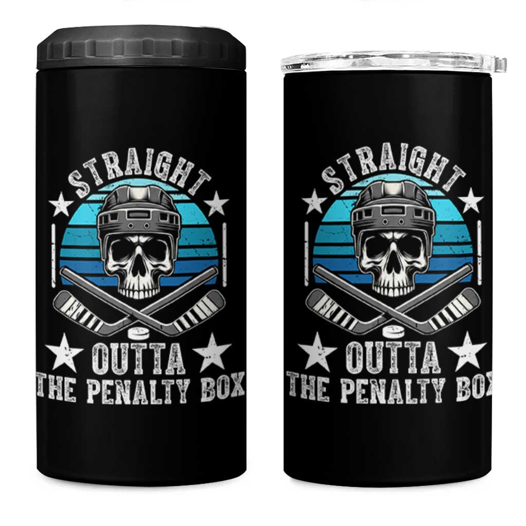 Straight Outta The Penalty Box Hockey 4 in 1 Can Cooler Tumbler Funny Skull Player Gift - Wonder Print Shop