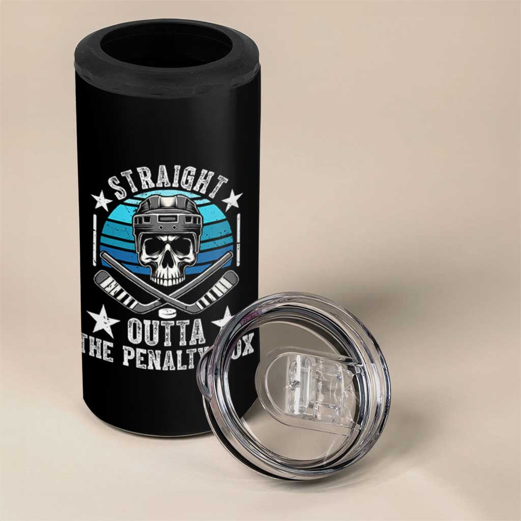 Straight Outta The Penalty Box Hockey 4 in 1 Can Cooler Tumbler Funny Skull Player Gift - Wonder Print Shop