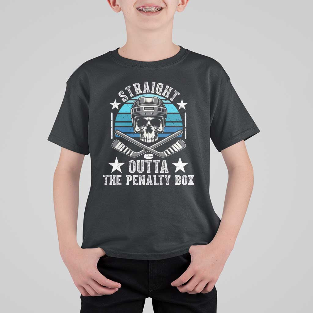 Straight Outta The Penalty Box Hockey T Shirt For Kid Funny Skull Player Gift - Wonder Print Shop