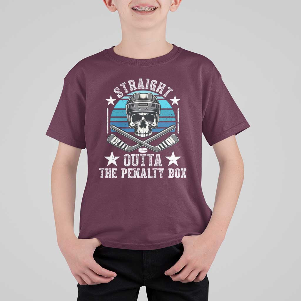 Straight Outta The Penalty Box Hockey T Shirt For Kid Funny Skull Player Gift - Wonder Print Shop