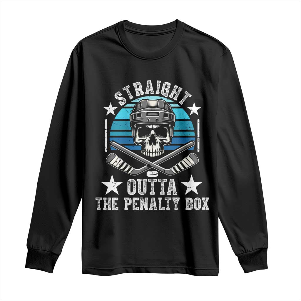 Straight Outta The Penalty Box Hockey Long Sleeve Shirt Funny Skull Player Gift - Wonder Print Shop