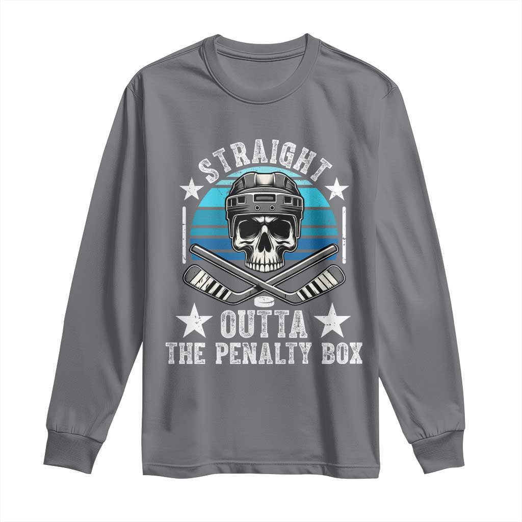 Straight Outta The Penalty Box Hockey Long Sleeve Shirt Funny Skull Player Gift - Wonder Print Shop