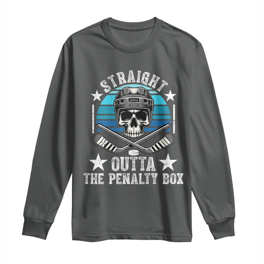 Straight Outta The Penalty Box Hockey Long Sleeve Shirt Funny Skull Player Gift - Wonder Print Shop