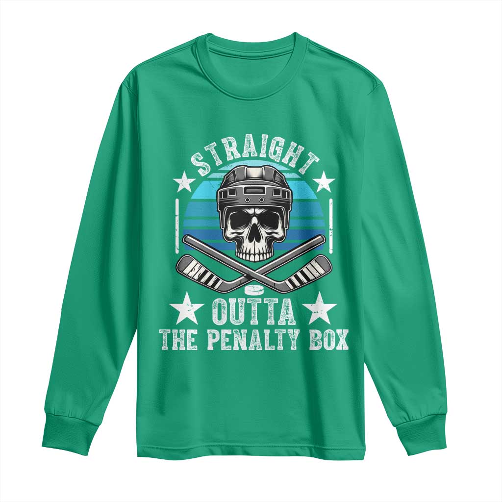 Straight Outta The Penalty Box Hockey Long Sleeve Shirt Funny Skull Player Gift - Wonder Print Shop