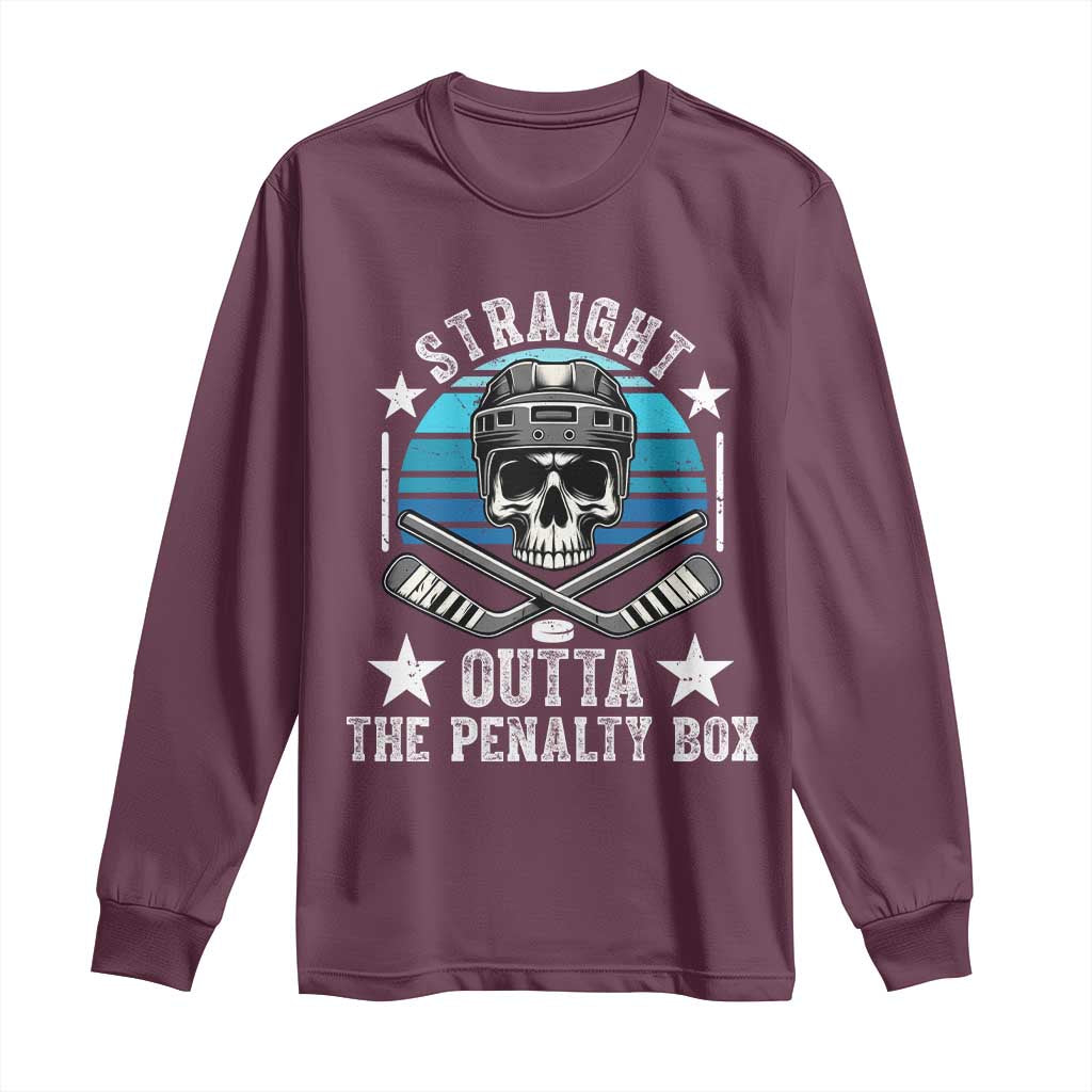 Straight Outta The Penalty Box Hockey Long Sleeve Shirt Funny Skull Player Gift - Wonder Print Shop