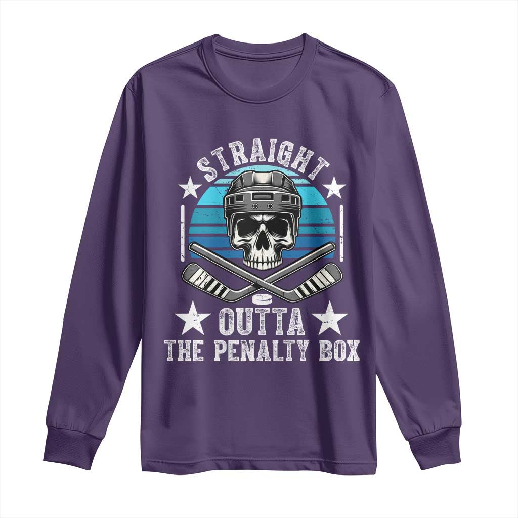 Straight Outta The Penalty Box Hockey Long Sleeve Shirt Funny Skull Player Gift - Wonder Print Shop