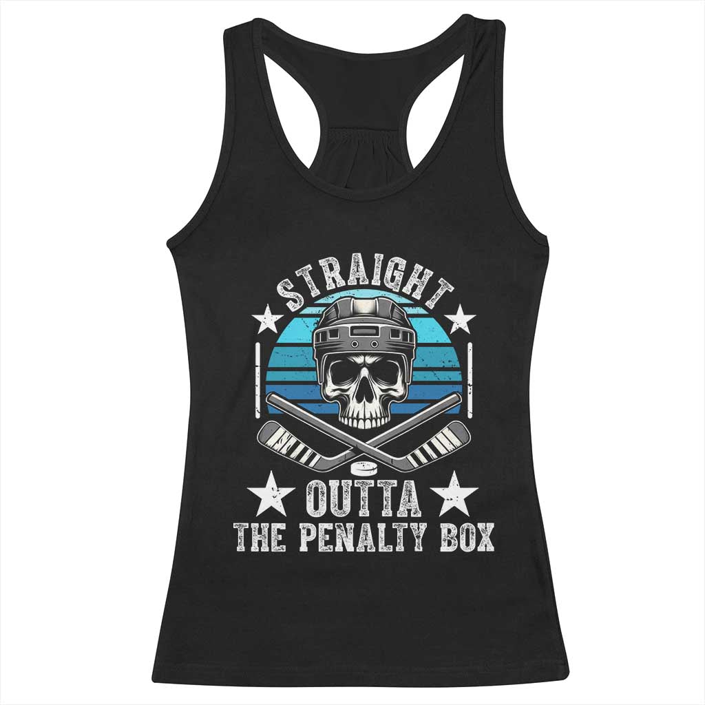 Straight Outta The Penalty Box Hockey Racerback Tank Top Funny Skull Player Gift - Wonder Print Shop