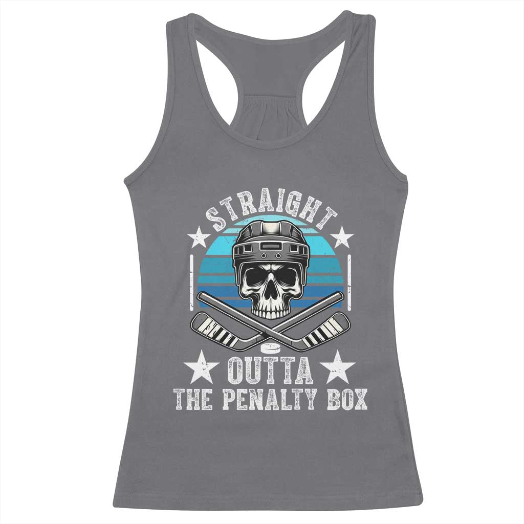 Straight Outta The Penalty Box Hockey Racerback Tank Top Funny Skull Player Gift - Wonder Print Shop