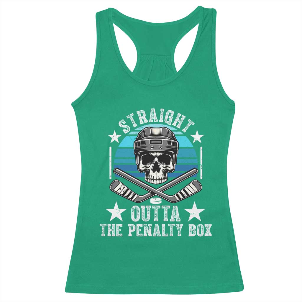 Straight Outta The Penalty Box Hockey Racerback Tank Top Funny Skull Player Gift - Wonder Print Shop